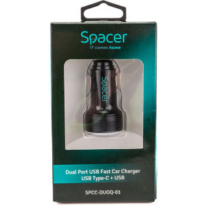 Spacer SPCC-DUOQ-01, 1x USB-C, 1x USB, Quick Charge 18W, White