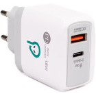 Incarcator retea Spacer SPAR-DUOQ-01, 1x USB-C, 1x USB, Quick Charge 18W, alb