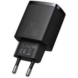 Baseus Compact CCXJ-B01, 1x USB-C, 1xUSB, Quick Charge 20W, Black