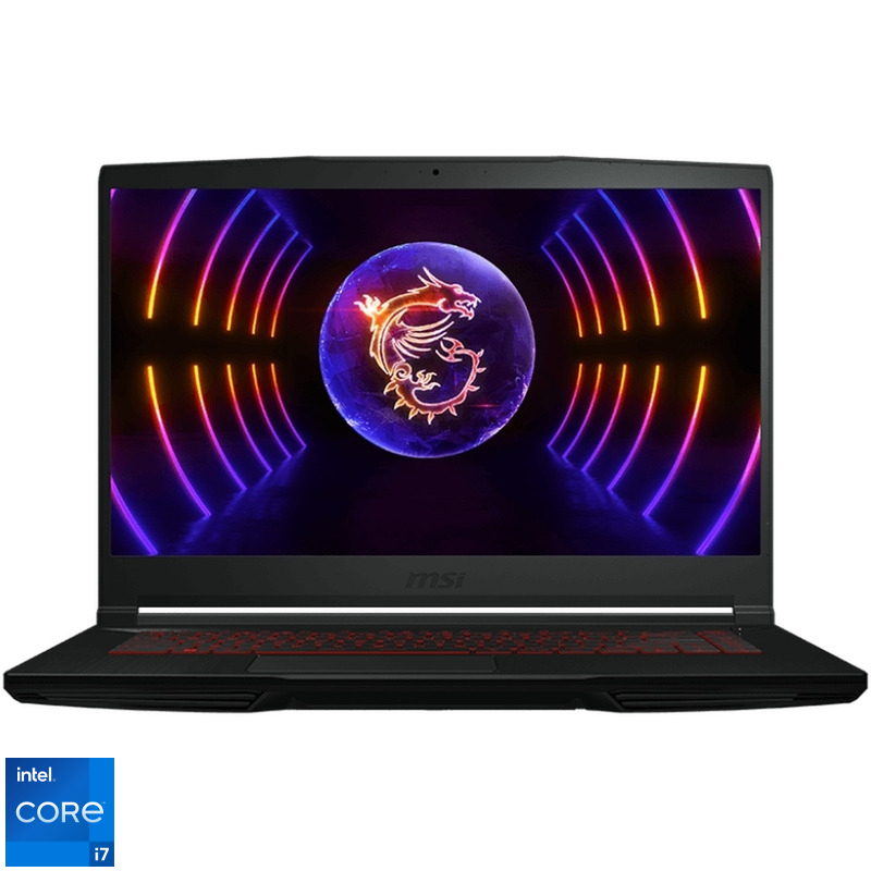 Laptop MSI Gaming 15.6'' Thin GF63 12UCX, FHD 144Hz, Procesor Intel® Core™ i7-12650H (24M Cache, up to 4.70 GHz), 16GB DDR4, 512GB SSD, GeForce RTX 2050 4GB, Free DOS, Black