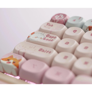 QwertyKey 65 Pro Bliss RGB Pink Liniar Prelubrifiat V2 Switch Mecanica