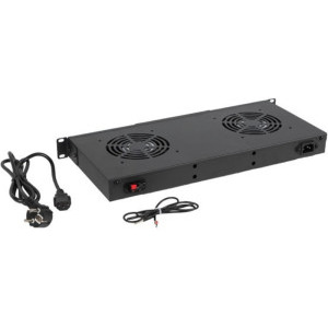 Lanberg AK-1502-B 1U, Panou de ventilatie, 19", 2 ventilatoare, LCD, Termostat, Black