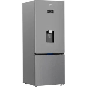 Beko B3RCNE534HDXB, 490 L, Clasa E, No Frost, HarvestFresh, AeroFlow, Dozator apa, Control electronic, 187 cm, Metal Look