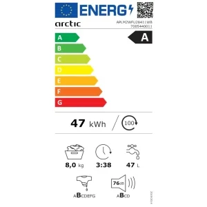 Arctic APLM2WFU28411WB, Slim, 8 kg, 1400 RPM, Clasa A, Silent Inverter, ExtraSteam, IronExpress, Alb