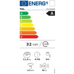 TCL FP1154SA0, 11 kg, 1400 RPM, Clasa A, Digital Inverter, Jet Bubble, Honeycomb Drum, TCL Home, Argintiu