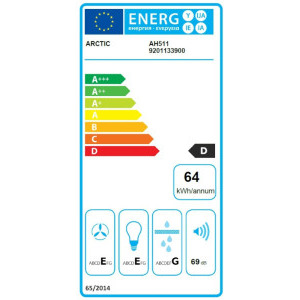 Arctic traditionala AH511, Putere de absorbtie 295 m3/h, Iluminare LED, 1 motor, 50 cm, Alb
