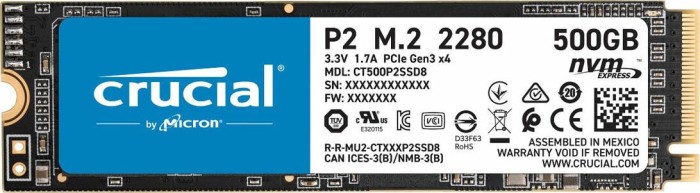 SSD Crucial P2 500GB PCI Express 3.0 x4 M.2 2280