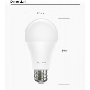 BlitzWolf Bec Smart LED RGB, BW-LT21, E27, 850 lumeni, 3000 K