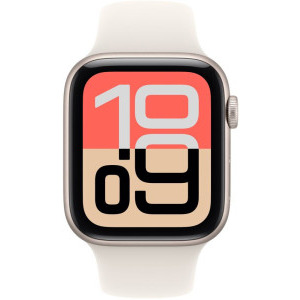 Apple Watch SE 3 (2025), Cellular, GPS, 44mm Aluminium Starlight cu Starlight Sport Band - S/M