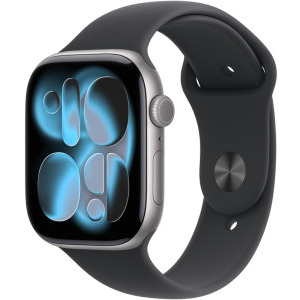 SmartWatch Apple Watch Series 11, GPS, 46mm Carcasa Aluminium Space Grey, Black Sport Band - S/M