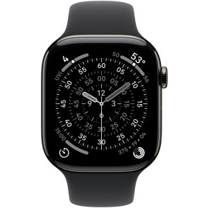 Apple Watch Series 11, Cellular, GPS, 46mm Carcasa Slate Titanium, Black Sport Band - S/M