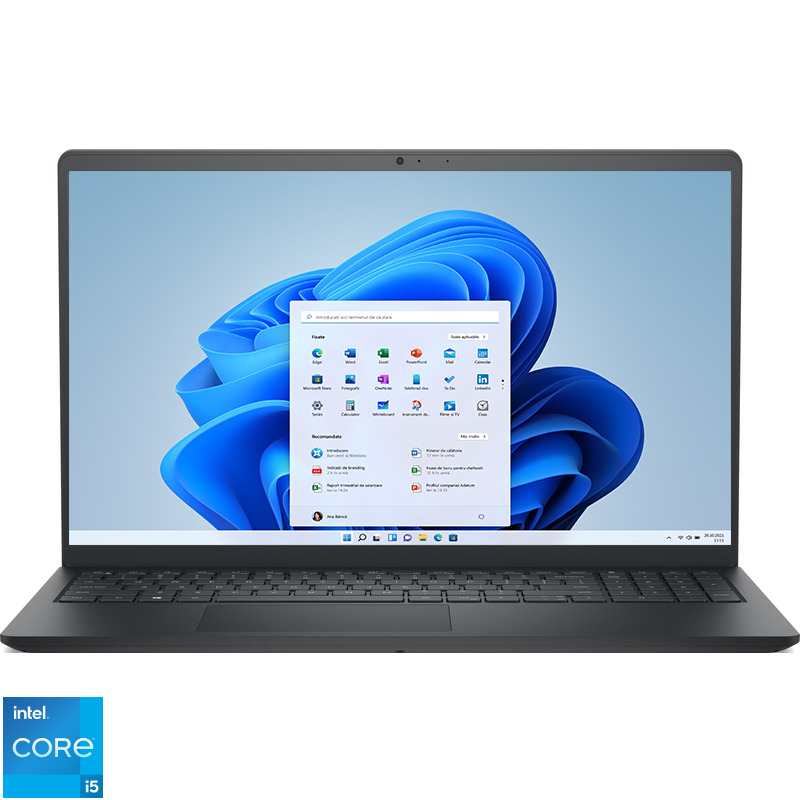 Laptop DELL 15.6'' 15 DC15250, FHD 120Hz, Procesor Intel® Core™ i5-1334U (12M Cache, up to 4.60 GHz), 8GB DDR4, 512GB SSD, Intel Integrated Graphics, Win 11 Pro, Carbon Black, 3Yr ProSupport