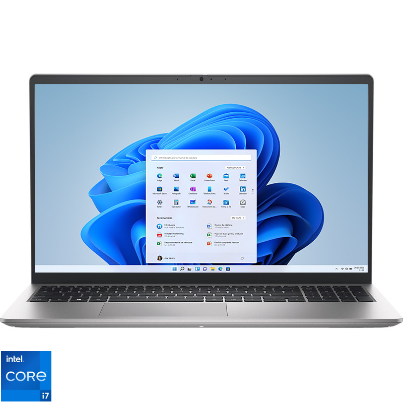 Laptop DELL 15.6'' 15 DC15250, FHD 120Hz, Procesor Intel® Core™ i7-1355U (12M Cache, up to 5.00 GHz), 16GB DDR4, 1TB SSD, Intel Integrated Graphics, Win 11 Pro, Platinum Silver, 3Yr ProSupport