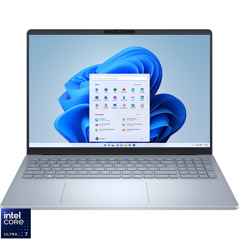 Laptop DELL 16'' Plus DB16250, FHD+ Touch, Procesor Intel® Core™ Ultra 7 258V (12M Cache, up to 4.80 GHz), 32GB LPDDR5X, 1TB SSD, Intel Arc 140V, Win 11 Pro, Ice Blue, 3Yr CIS