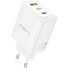 Incarcator retea Borofone BN32, 2x USB-C, 1x USB, Quick Charge 65 W, White