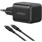 Incarcator retea Ugreen X513, 1x USB-C, Quick Charge 30 W, GaN, Black + Cablu USB-C