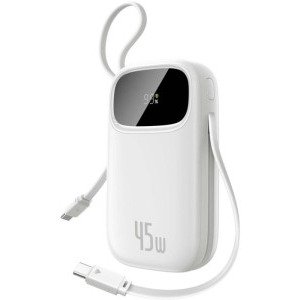 Baseus EnerFill FC31, 20000 mAh, 1x USB, 1x USB-C, 45 W, Display, 2x Cabluri USB-C integrate, White