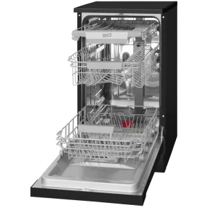 Amica DFM46C8EOiBH, Slim, 10 seturi, 8 programe, Clasa C, OpenDry, AquaStop, 45 cm, Negru