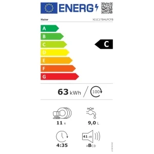 Haier XI1C1TB4LPCFB, Slim, 11 seturi, 8 programe, Clasa C, Inverter, PowerWash, ABT, hOn, 45 cm