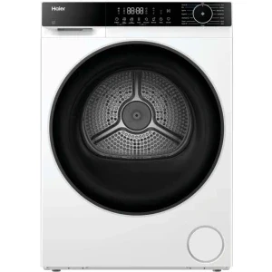 Haier HD80-D357U1-S, Pompa de caldura, 8 kg, Clasa D, Inverter, I-Refresh, hOn, Alb