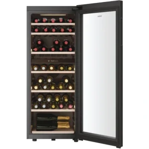 Haier Vitrina vinuri HWS77GDAU1, 77 sticle, Clasa G, hOn, Control electronic, 127 cm, Negru