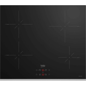 Plita incorporabila Beko HII64401SMTX, Inductie, 4 zone de gatit, Booster, Stop & Go, OverHeat Safety, Auto Shutdown, 60 cm, Negru