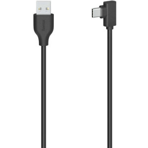 Cablu periferice Hama USB tip A 2.0 Male la USB-C 2.0 Male, 0.75 m, Conector 90 grade, Negru