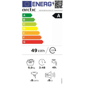 Arctic APLM2WFSU29412A, 9 kg, 1400 RPM, Clasa A, Silent Inverter, ExtraSteam, IronExpress, Steam, WaterMode, Add-In, Antracit