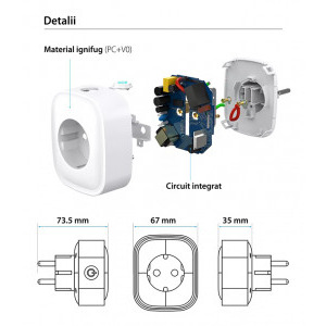 Gosund Pachet 4 prize smart SP1, Wi-Fi, Monitorizare energie, Control vocal, 3680 W, 16 A