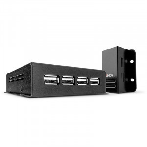 Adaptor LINDY USB 2.0 tip A Male - RJ-45 Female - 4x USB 2.0 tip A Female, Extender USB 2.0, 4 porturi, pana la 50 m
