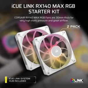 Corsair iCUE LINK RX140 Max RGB Starter Kit 140mm Two Fan Pack White