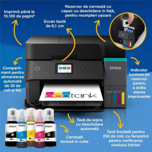 Epson EcoTank L6390, InkJet CISS, Color, Format A4, Duplex, Retea, Wi-Fi, Fax