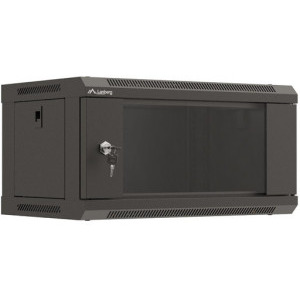 Lanberg WF03-5304-10B 4U, Wall mount, 350 mm, Glass door, Negru