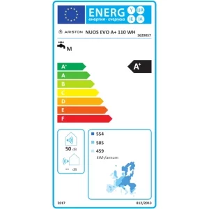 Ariston Pompa de caldura monobloc Nuos Evo A+, 110 L, 1550 W, Clasa  A+, Alb