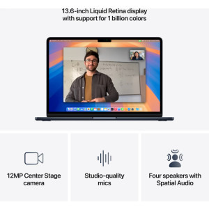Apple 13.6'' MacBook Air 13 with Liquid Retina, Apple M4 chip (10-core CPU), 24GB, 512GB SSD, Apple M4 10-core GPU, macOS, Midnight, INT keyboard, 2025