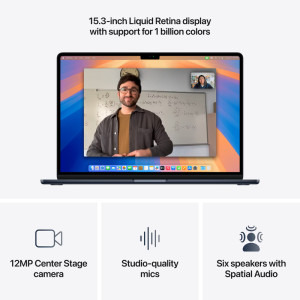 Apple 15.3'' MacBook Air 15 with Liquid Retina, Apple M4 chip (10-core CPU), 16GB, 256GB SSD, Apple M4 10-core GPU, macOS, Midnight, INT keyboard, 2025