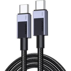 Cablu de date / adaptor Ugreen L512, USB-C Male la USB-C Male, 100 W, 2 m, Black
