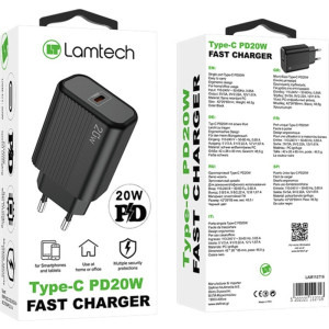 Lamtech LAM112716, 1x USB-C, Power Delivery 20W, Black