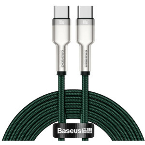 Cablu de date / adaptor Baseus Cafule Metal, USB-C Male la USB-C Male, 100 W, 2 m, Green