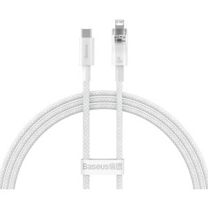 Cablu de date / adaptor Baseus Explorer, USB-C Male la Lightning Male, 20 W, 1 m, White
