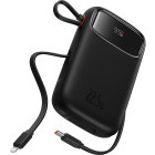 Baterie externa Baseus Qpow2, 10000 mAh, 1x USB, 2x USB-C, 22.5 W, Display, Cablu USB-C & Lightning integrat, Black