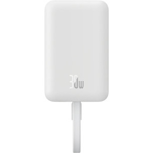 Baterie externa Baseus Magnetic Mini Wireless, 10000 mAh, 2x USB-C, 30 W, MagSafe, Cablu USB-C integrat, White