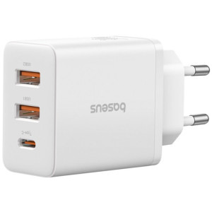 Incarcator retea Baseus Cube, 1x USB-C, 2x USB, Quick Charge 30 W, GaN, White