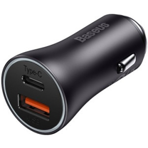 Incarcator auto Baseus Golden Contactor Max, 1x USB-C, 1x USB, 60 W, Grey