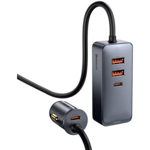 Incarcator auto Baseus Share Together, 2x USB-C, 2x USB, 120 W, Grey