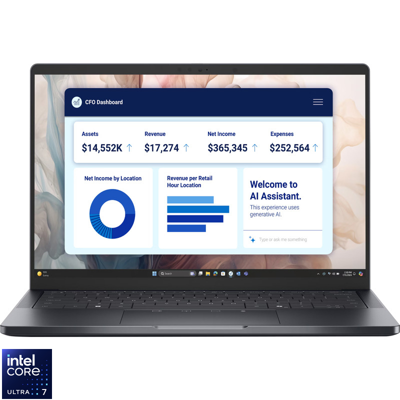 Laptop Dell Pro 14 Premium PA14250 (Procesor Intel® Core™ Ultra 7 266V (12M Cache, up to 5.00 GHz), 14inch WUXGA, 16GB LPDDR5X, 1TB SSD, Intel Arc 140V Graphics, Windows 11 Pro, Gri) - imagine 2