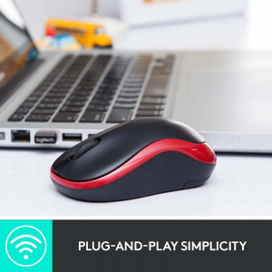 Logitech M185, Wireless, Red