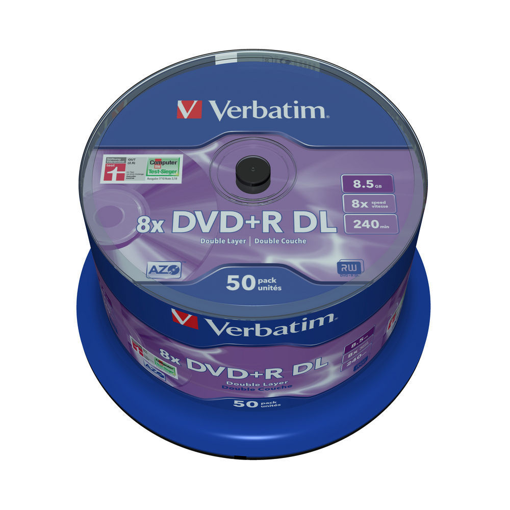 Mediu stocare Verbatim DVD+R 8.5GB Double Layer 8x Matt Silver spindle 50 buc