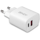 Incarcator retea LINDY 1x USB, 1x USB-C, 20W, White