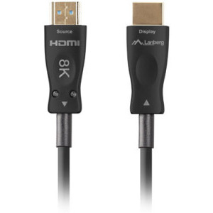 Cablu video Lanberg HDMI Male - HDMI Male, v2.1, Optical active, 30 m, Negru